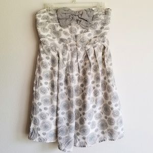 Strapless bow dress circle pattern womens Large